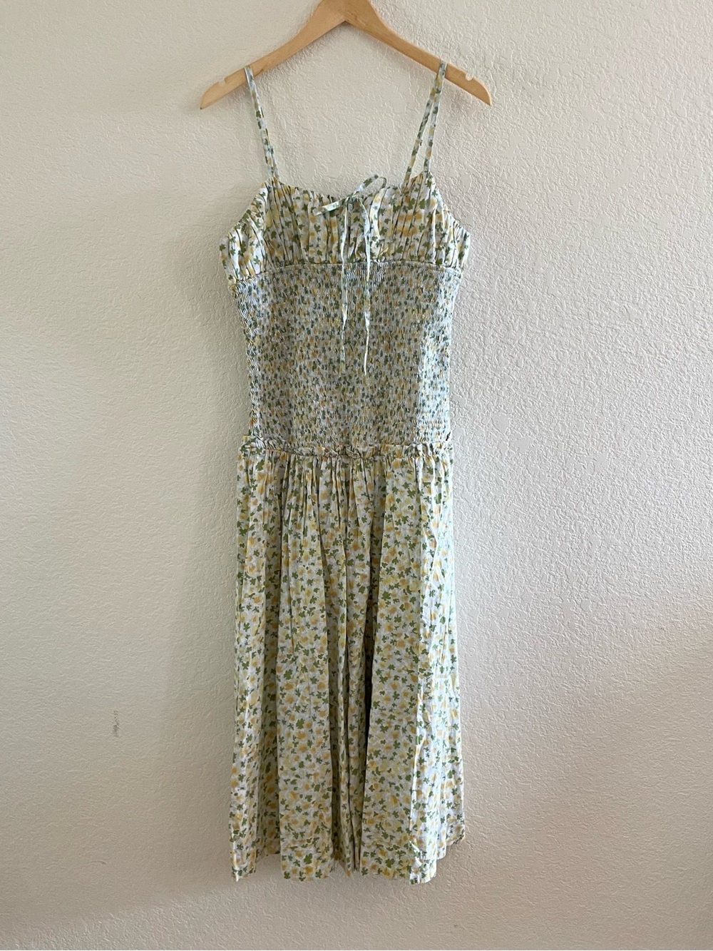 NWT Free People Floral Smocked Midi Dress M Milkmaid Prairie Cottagecore Boho - Picture 5 of 12